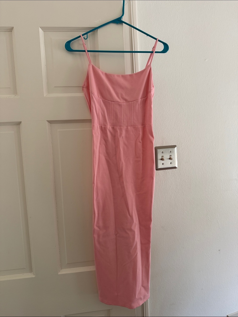 4SI3NNA Soft Pink Maxi Slip Dress with Spaghetti Straps